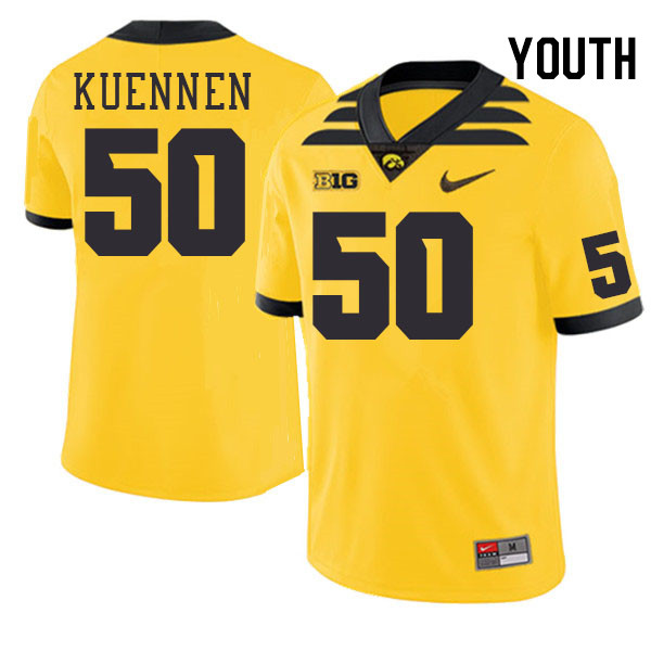 Youth #50 Ryan Kuennen Iowa Hawkeyes College Football Jerseys Stitched-Gold